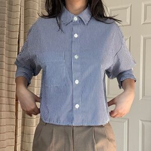 Madewell Striped Crop Button-Up Shirt